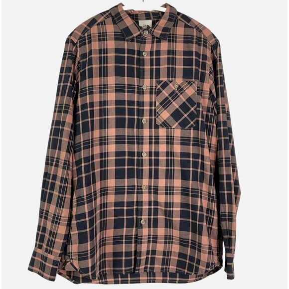 The North Face Men's Medium Plaid Button-Up Long Sleeve Shirt, Navy Blue & Pink - Picture 3 of 12